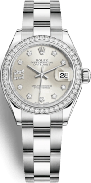 Rolex,Lady-Datejust 28mm,28mm,White Gold,Stainless Steel,Silver,Automatic,Day,55hours,279384RBR,279384RBR-0022