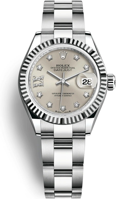 Rolex,Lady-Datejust 28mm,28mm,White Gold,Stainless Steel,Silver,Automatic,Day,55hours,279174,279174-0022