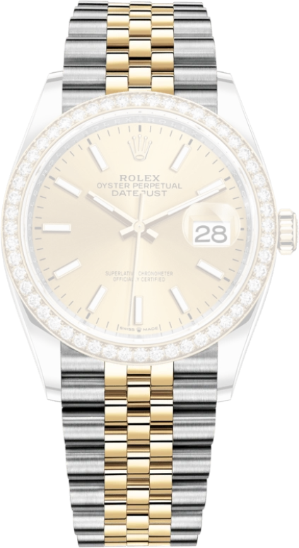 Rolex,Datejust 36 36mm,36mm,Yellow Gold,Stainless Steel,Champagne,Automatic,Day,70hours,126283RBR,126283RBR-0001