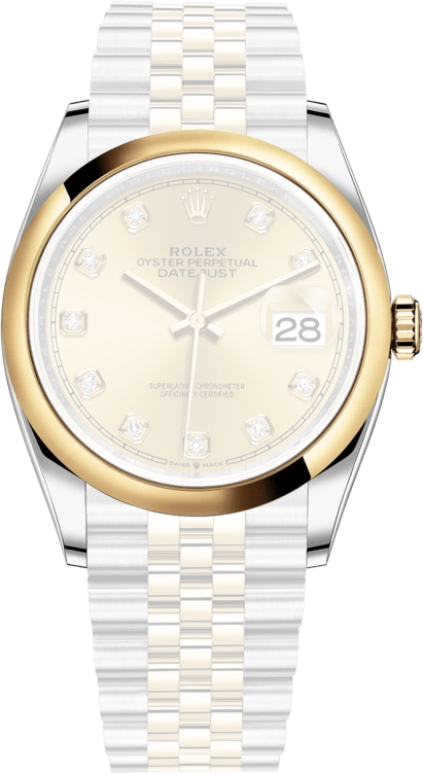 Rolex,Datejust 36 36mm,36mm,Yellow Gold,Stainless Steel,Champagne,Automatic,Day,70hours,126203,126203-0017