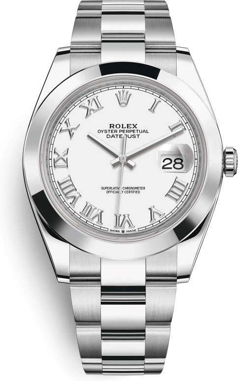 Rolex,Datejust 41 41mm,41mm,Stainless Steel,White,Automatic,Day,70hours,126300,126300-0015