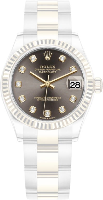 Rolex,Datejust 31 31mm,31mm,Yellow Gold,Stainless Steel,Grey,Automatic,Day,55hours,278273,278273-0021