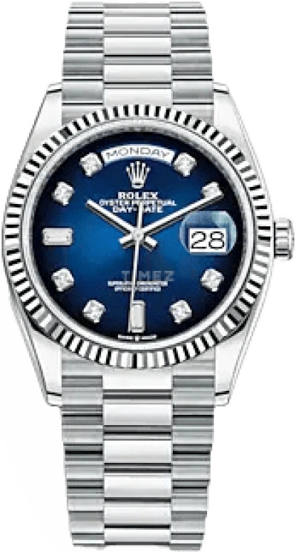 Rolex,Day-Date 36 36mm,36mm,Platinum,Blue,Automatic,Date,Day,128236,128236-0005
