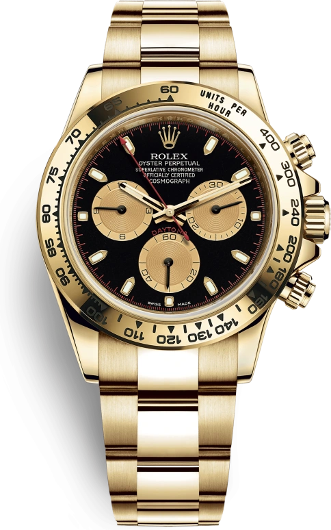 Rolex,Daytona 40mm,40mm,Yellow Gold,Black,Automatic,Chronograph,Column Wheel,116508,116508-0009