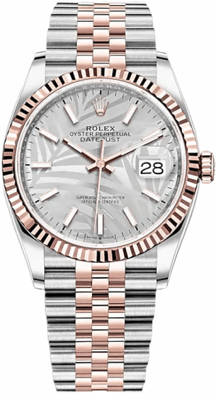 Rolex,Datejust 36 36mm,36mm,Rose Gold,Stainless Steel,Silver,Automatic,Day,70hours,126231,126231-0031