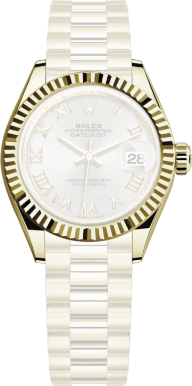 Rolex,Lady-Datejust 28mm,28mm,Yellow Gold,Silver,Automatic,Day,55hours,279178,279178-0020