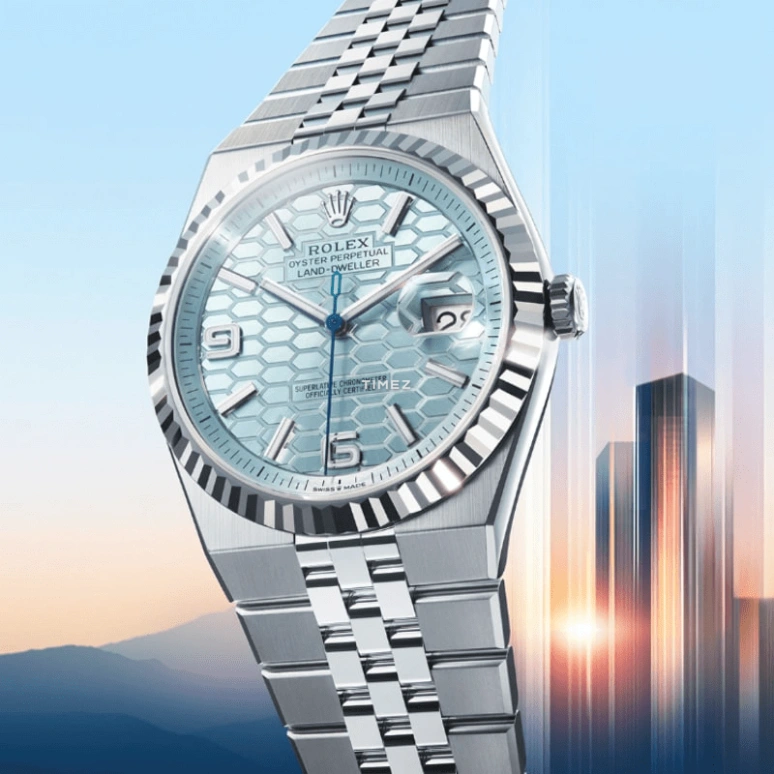 Rolex,Land‑Dweller 36mm,36mm,Platinum,Ice Blue,Automatic,Day,66hours,127236,127236-0001