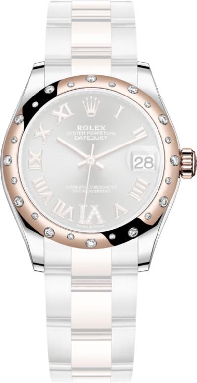 Rolex,Datejust 31 31mm,31mm,Rose Gold,Stainless Steel,Grey,Automatic,Day,55hours,278341RBR,278341RBR-0029