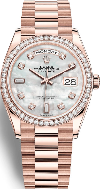 Rolex,Day-Date 36 36mm,36mm,Rose Gold,White,Automatic,Date,Day,128345RBR,128345RBR-0028