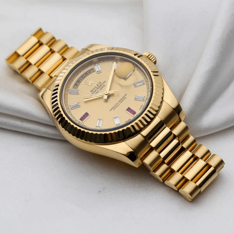 Rolex,Day-Date II 41mm,41mm,Yellow Gold,Gold,Automatic,48hours,In-house Caliber,218238 Ruby