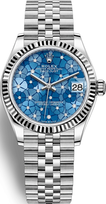 Rolex,Datejust 31 31mm,31mm,White Gold,Stainless Steel,Blue,Automatic,Day,55hours,Neymar,278274,278274-0036