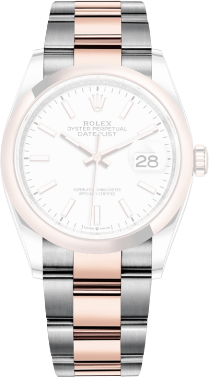 Rolex,Datejust 36 36mm,36mm,Oystersteel,Everose Gold,White,Automatic,Day,70hours,126201,126201-0018