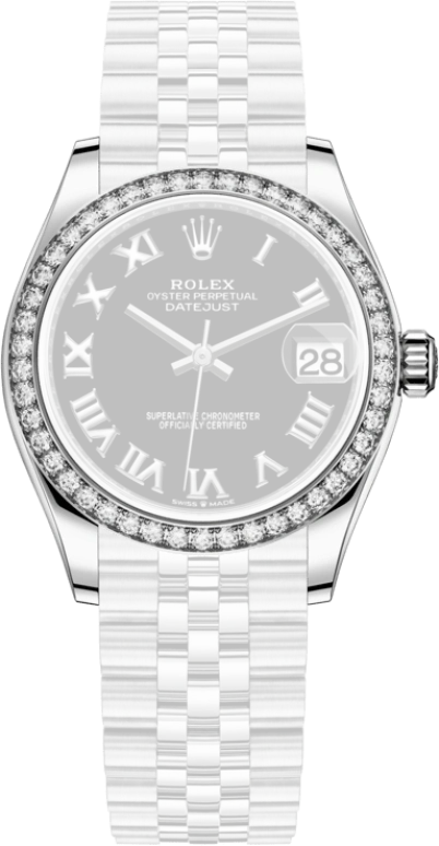 Rolex,Datejust 31 31mm,31mm,White Gold,Stainless Steel,Black,Automatic,Day,55hours,278384RBR,278384RBR-0002
