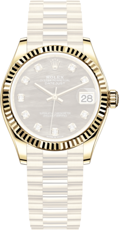 Rolex,Datejust 31 31mm,31mm,Yellow Gold,Black,Automatic,Day,55hours,278278,278278-0038