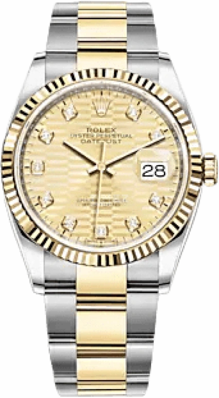 Rolex,Datejust 36 36mm,36mm,Yellow Gold,Stainless Steel,Champagne,Automatic,Day,70hours,126233,126233-0046