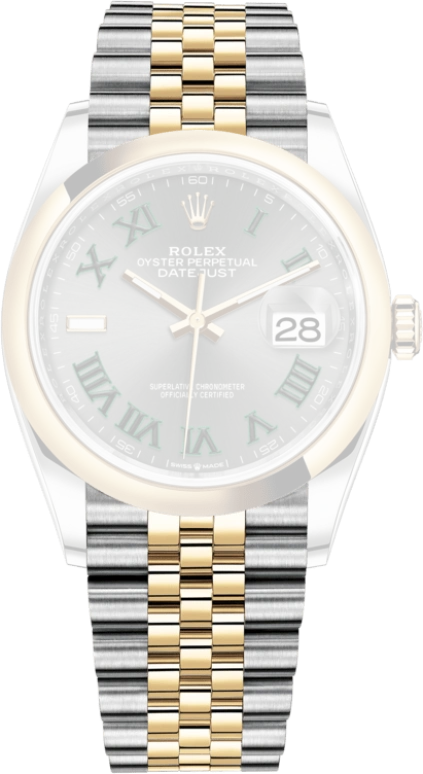 Rolex,Datejust 36 36mm,36mm,Yellow Gold,Stainless Steel,Grey,Automatic,Day,70hours,126203,126203-0035