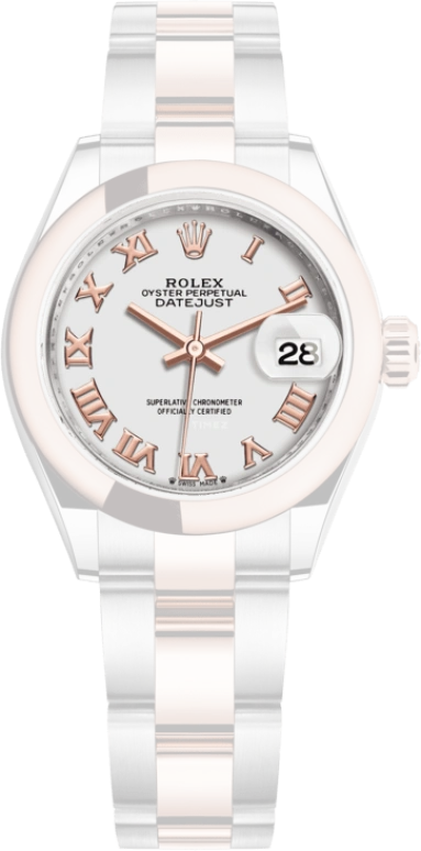 Rolex,Lady-Datejust 28mm,28mm,Oystersteel,Everose Gold,White,Automatic,Day,55hours,279161,279161-0022
