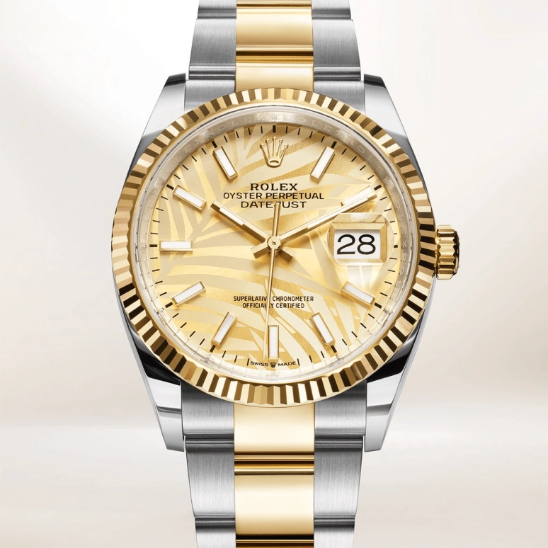 Rolex,Datejust 36 36mm,36mm,Yellow Gold,Stainless Steel,Champagne,Automatic,Day,70hours,126233,126233-0038