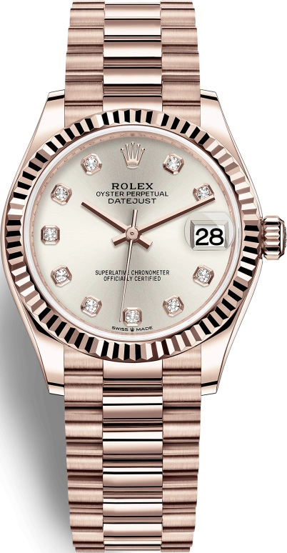Rolex,Datejust 31 31mm,31mm,Rose Gold,Silver,Automatic,Day,55hours,278275,278275-0039
