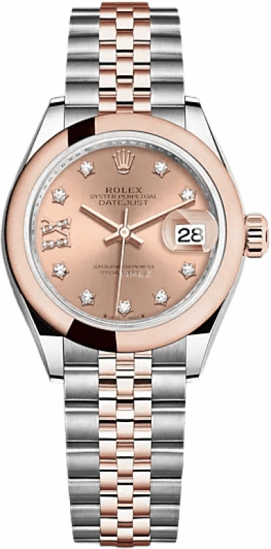 Rolex,Lady-Datejust 28mm,28mm,Rose Gold,Stainless Steel,Pink,Automatic,Day,55hours,279161,279161-0027