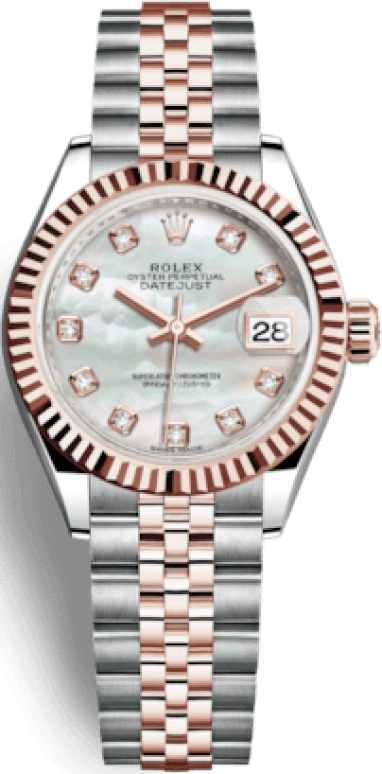 Rolex,Lady-Datejust 28mm,28mm,Oystersteel,Everose Gold,White,Automatic,Day,55hours,279171,279171-0013
