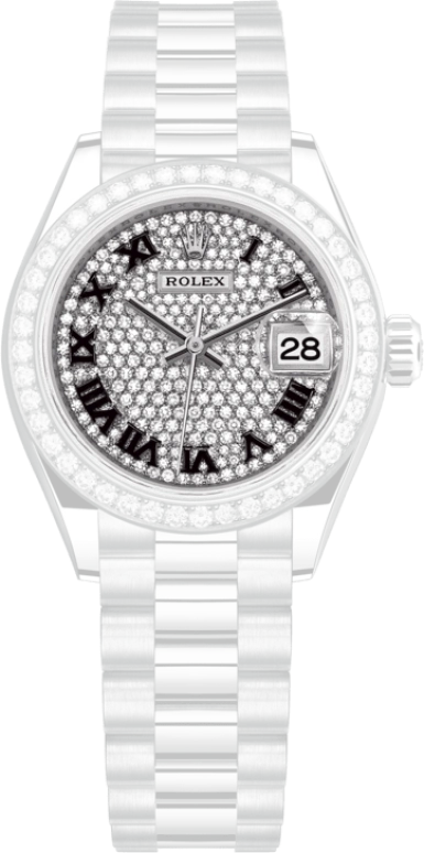Rolex,Lady-Datejust 28mm,28mm,White Gold,Silver,Automatic,Day,55hours,279139RBR,279139RBR-0014