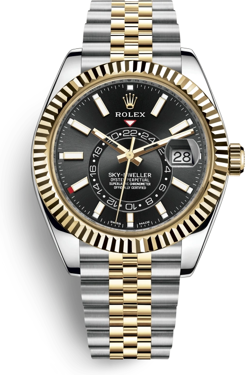 Rolex,Sky-Dweller 42mm,42mm,Yellow Gold,Stainless Steel,Black,Automatic,Annual Calendar,Month,Date,326933,326933-0005