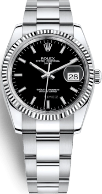 Rolex,Date 34mm,34mm,White Gold,Oystersteel,Black,Automatic,Day,48hours,115234,115234-0002
