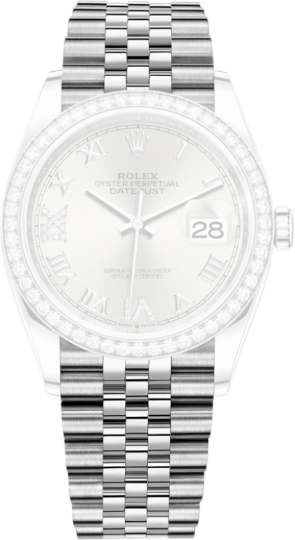Rolex,Datejust 36 36mm,36mm,White Gold,Oystersteel,Silver,Automatic,Day,70hours,126284RBR,126284RBR-0021