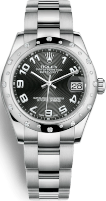 Rolex,Datejust 31 31mm,31mm,White Gold,Stainless Steel,Black,Automatic,Day,48hours,178344,178344-0058