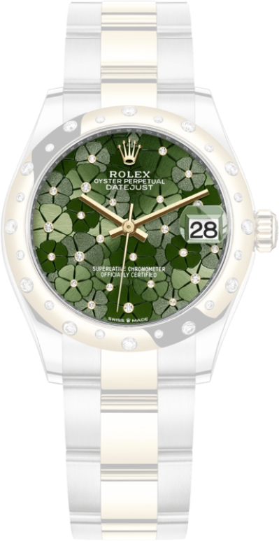 Rolex,Datejust 31 31mm,31mm,Yellow Gold,Stainless Steel,Green,Automatic,Day,55hours,278343RBR,278343RBR-0031