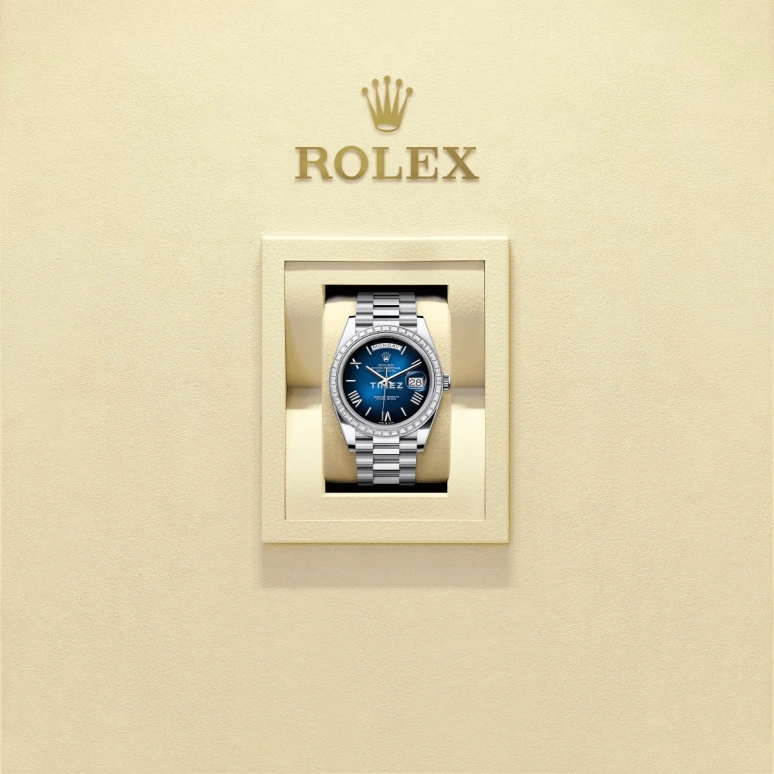 Rolex,Day-Date 40 40mm,40mm,Platinum,Blue,Automatic,Date,Day,228396TBR,228396TBR-0042