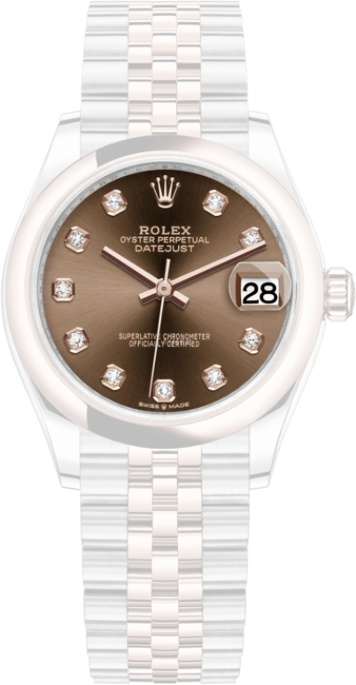 Rolex,Datejust 31 31mm,31mm,Rose Gold,Stainless Steel,Brown,Automatic,Day,55hours,278241,278241-0028