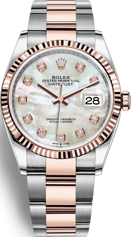 Rolex,Datejust 36 36mm,36mm,Oystersteel,Everose Gold,White,Automatic,Day,70hours,126231,126231-0022