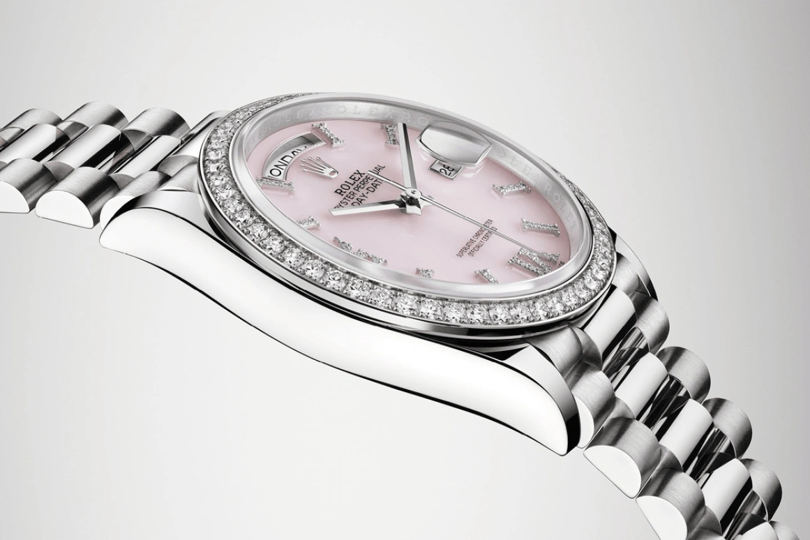 Rolex,Day-Date 36 36mm,36mm,White Gold,Pink,Automatic,Date,Day,128349RBR,128349RBR-0008