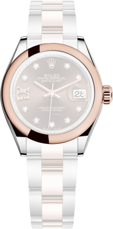 Rolex,Lady-Datejust 28mm,28mm,Rose Gold,Stainless Steel,Brown,Chocolate,Automatic,Day,55hours,279161,279161-0004