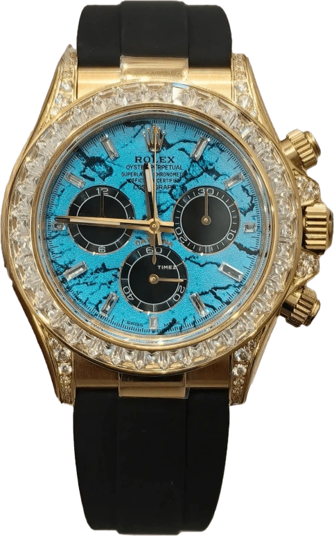Rolex,Daytona 40mm,40mm,Yellow Gold,Black,Blue,Automatic,Chronograph,72hours,126538TBR Turquoise Stone