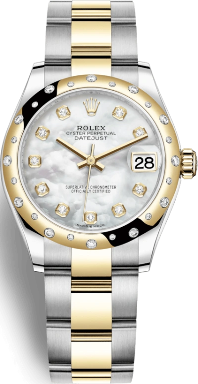 Rolex,Datejust 31 31mm,31mm,Yellow Gold,Stainless Steel,White,Automatic,Day,55hours,278343RBR,278343RBR-0027