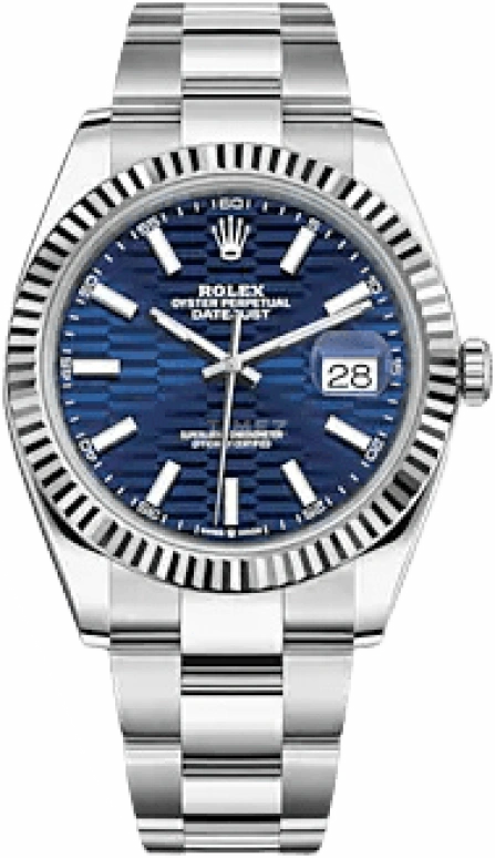 Rolex,Datejust 41 41mm,41mm,White Gold,Stainless Steel,Blue,Automatic,Day,70hours,126334,126334-0031