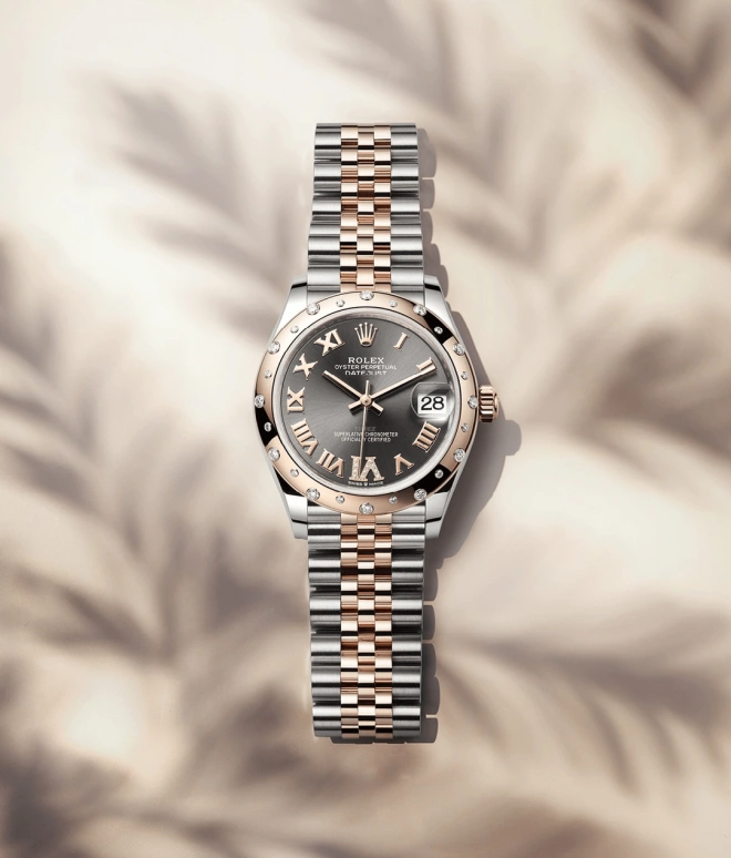 Rolex,Datejust 31 31mm,31mm,Rose Gold,Stainless Steel,Grey,Automatic,Day,55hours,278341RBR,278341RBR-0030