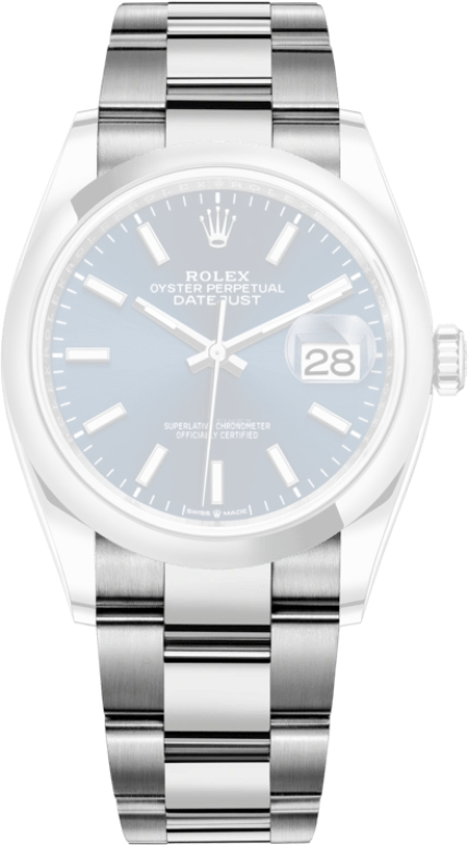 Rolex,Datejust 36 36mm,36mm,Stainless Steel,Blue,Automatic,Day,70hours,126200,126200-0006