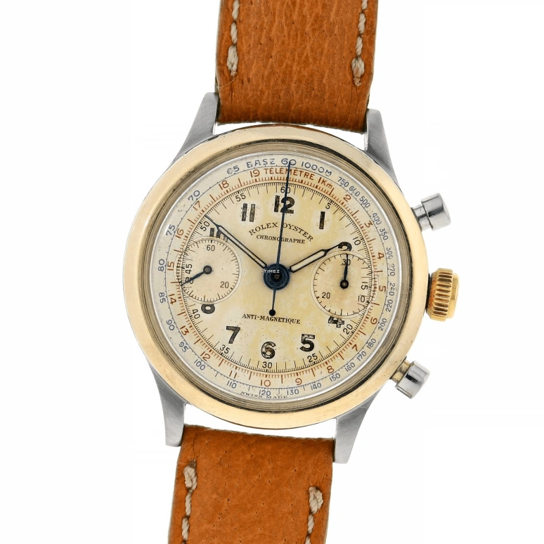 Rolex,Other 36mm,36mm,Yellow Gold,Stainless Steel,Cream,Handwound,Chronograph,Anti-magnetic,3525 1940s