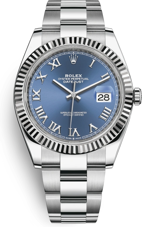 Rolex,Datejust 41 41mm,41mm,White Gold,Stainless Steel,Blue,Automatic,Day,70hours,126334,126334-0025