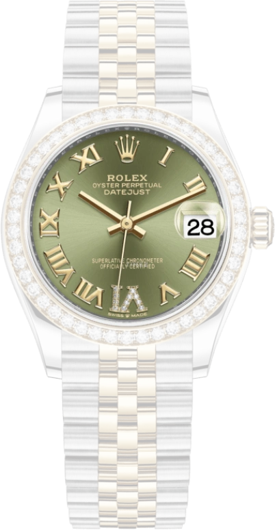 Rolex,Datejust 31 31mm,31mm,Yellow Gold,Stainless Steel,Green,Automatic,Day,55hours,278383RBR,278383RBR-0016