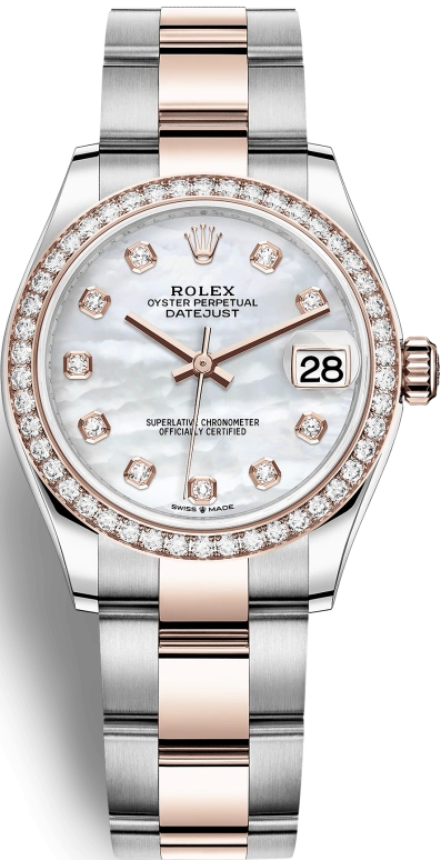 Rolex,Datejust 31 31mm,31mm,Rose Gold,Stainless Steel,White,Automatic,Day,55hours,278381RBR,278381RBR-0025