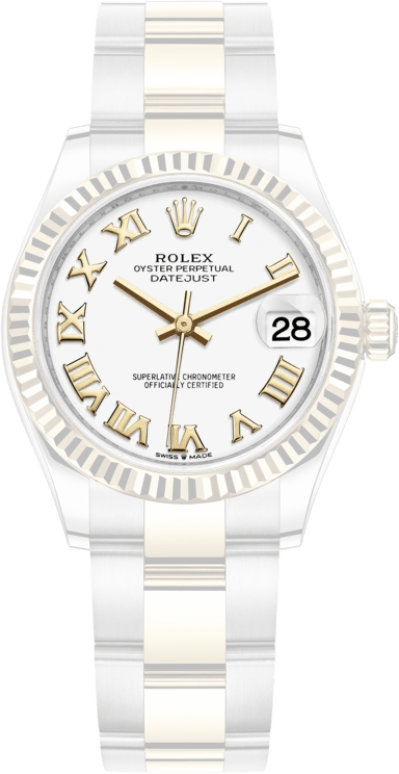 Rolex,Datejust 31 31mm,31mm,Yellow Gold,Stainless Steel,White,Automatic,Day,55hours,278273,278273-0001