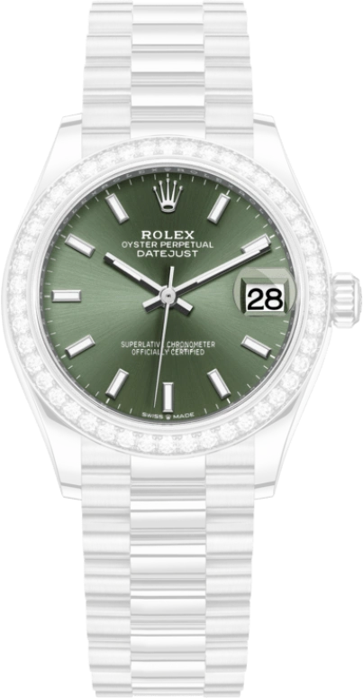 Rolex,Datejust 31 31mm,31mm,White Gold,Green,Automatic,Day,55hours,278289RBR,278289RBR-0015