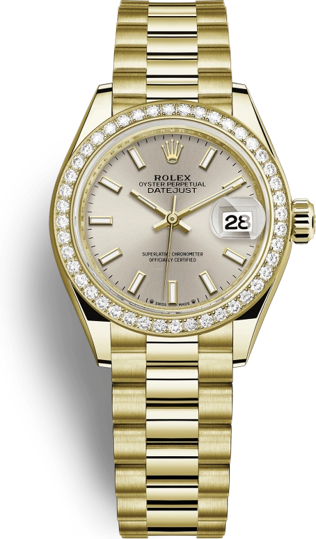 Rolex,Lady-Datejust 28mm,28mm,Yellow Gold,Silver,Automatic,Day,55hours,279138RBR,279138RBR-0005
