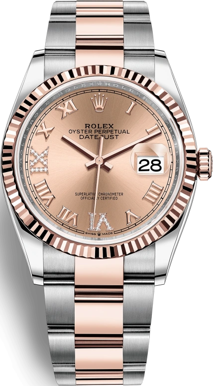 Rolex,Datejust 36 36mm,36mm,Rose Gold,Stainless Steel,Rose,Automatic,Day,70hours,126231,126231-0028