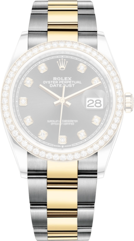 Rolex,Datejust 36 36mm,36mm,Yellow Gold,Stainless Steel,Black,Automatic,Day,70hours,126283RBR,126283RBR-0008